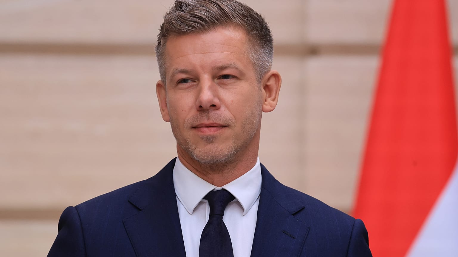 Hungary's Prime Minister Peter Magyar attends a joint press conference with French President Emmanuel Macron after their meeting at The Elysee Presidential Palace in Paris, We
