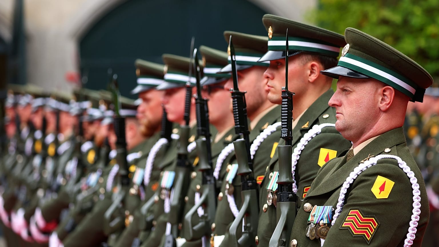 Soldiers of the Irish defence forces in Dublin, Ireland, 28 July, 2026. 