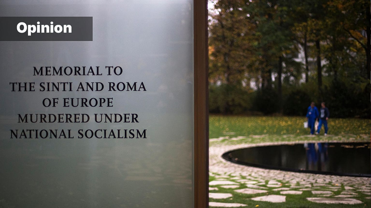 The entrance of the Memorial To The Sinti And Roma Murdered Under National Socialism near the Reichstag in Berlin, Germany, (AP Photo/Markus Schreiber)