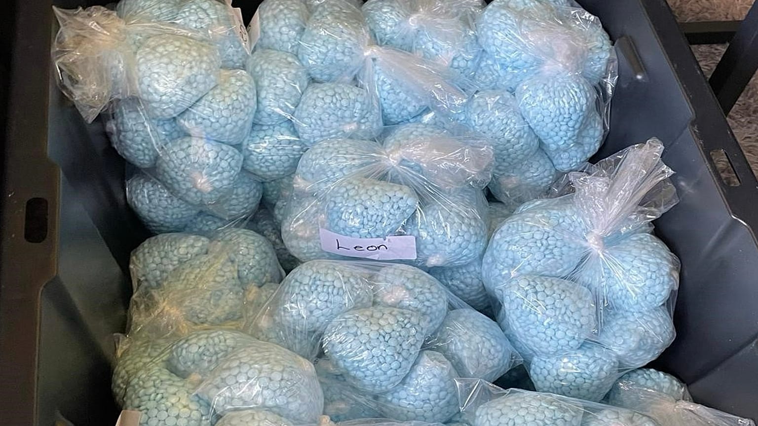Fentanyl-containing tablets after a DEA seizure in New Mexico on 28 April 2025.